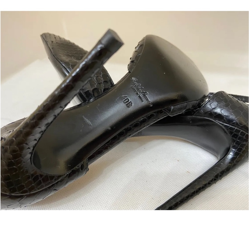 New Ralph Lauren Purple Label Black Python Stiletto Ankle Strap Shoe Size 40B - Picture 4 of 4